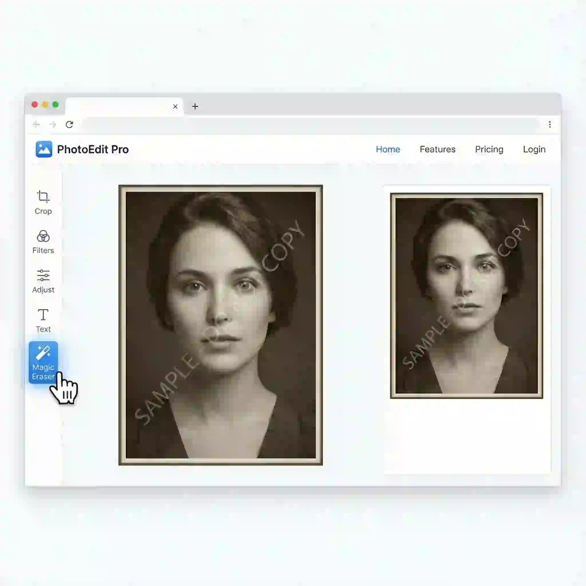 Selecting Magic Eraser tool