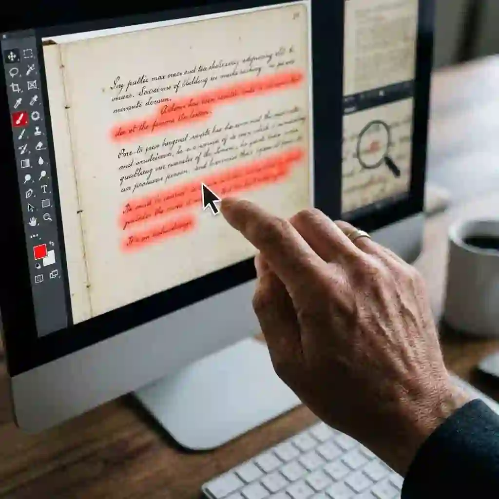 Zoomed selection around letters using brush for accuracy; an app to remove text from image benefits from tight masks to avoid background artifacts and preserve natural textures.