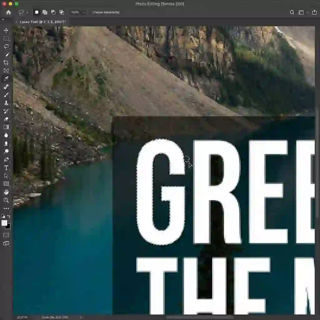 Zooming in to establish pixel-perfect selections when you photoshop remove text from image, ensuring clean edges and accurate masks for seamless background repair.