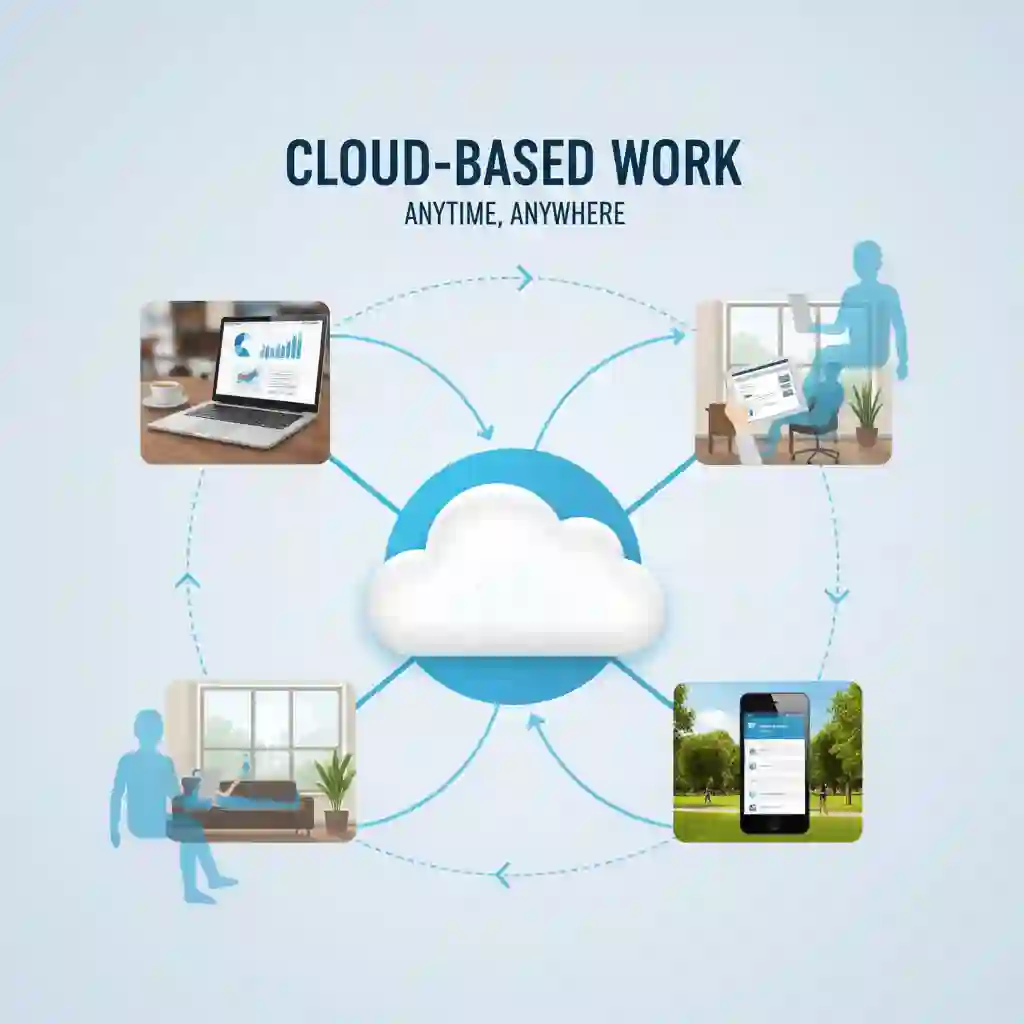 Illustration of cloud-based editing showing Canva accessible anywhere, reinforcing you can perform canva remove text from image online from any device with internet, no heavy installations required.