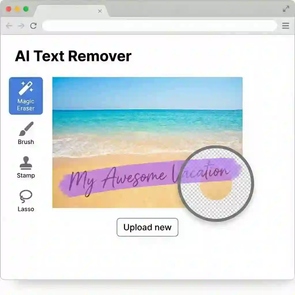 Demonstration of brush action on text during canva remove text from image, showing adjustable brush size for precision so the AI erases words cleanly while preserving surrounding textures and colors.