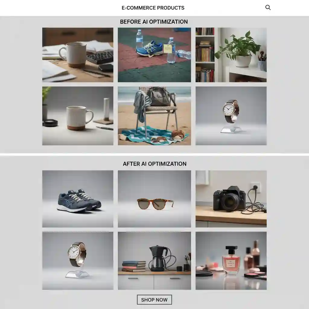 Product photo cleanup illustrating how to remove text from images and objects, removing stands and reflections while preserving lighting, shadows, and material textures to improve click-through rates for e-commerce listings.