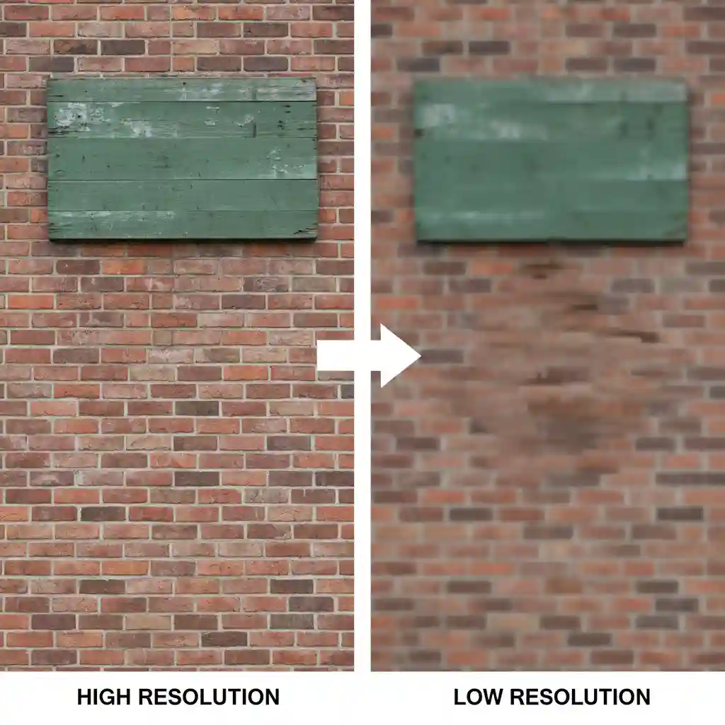 Comparison demonstrating how to remove text from images effectively depends on resolution, where higher detail enables AI to reconstruct backgrounds more naturally and avoid blurring or misalignment artifacts.